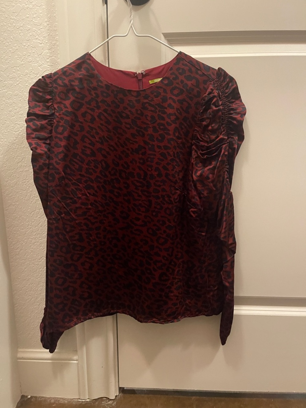 Gianni Bini Red and Black Leopard Print Dress Top